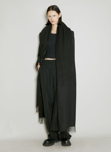 Extra Large Scarf With Logo Plaque Saint Laurent Extra Large Scarf With Logo Plaque Black sla0254062