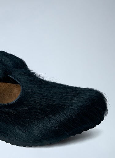LN-CC® - Birkenstock 1774 x SFTM: Paris The Rebel Fur Slip Ons - Black Birkenstock 1774 x SFTM Paris The Rebel Fur Slip Ons Black brs0165005