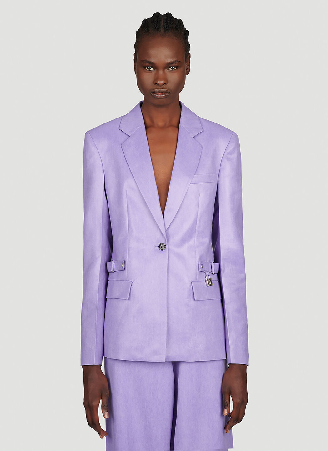 JW Anderson Padlock Strap Suit Single Breasted Blazer White jwa0255010