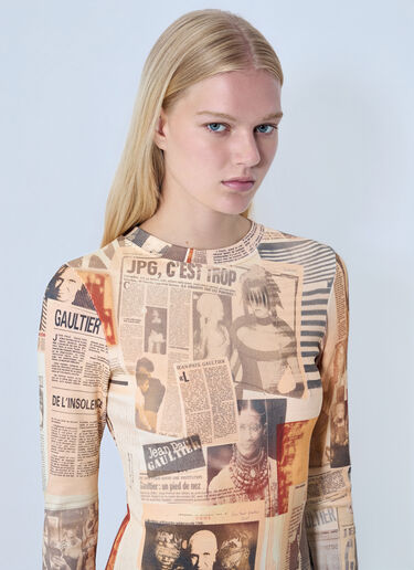 Jean Paul Gaultier Journal Printed Long Dress Beige jpg0264003