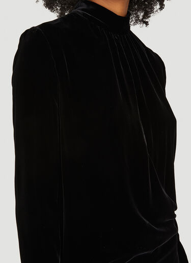 Saint Laurent High Neck Velvet Dress Black sla0249019