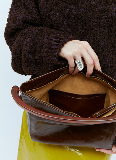 Dries Van Noten 크리스프 가죽 핸드백 브라운 dvn0254055