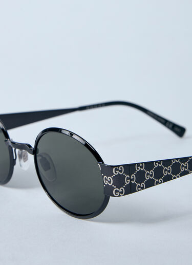 Gucci 字母画押金属椭圆框太阳镜  黑色 gus0159083