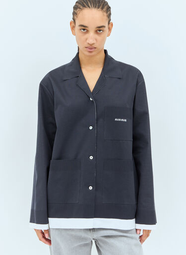 Miu Miu 로고 모티프 셔츠  네이비 miu0258039