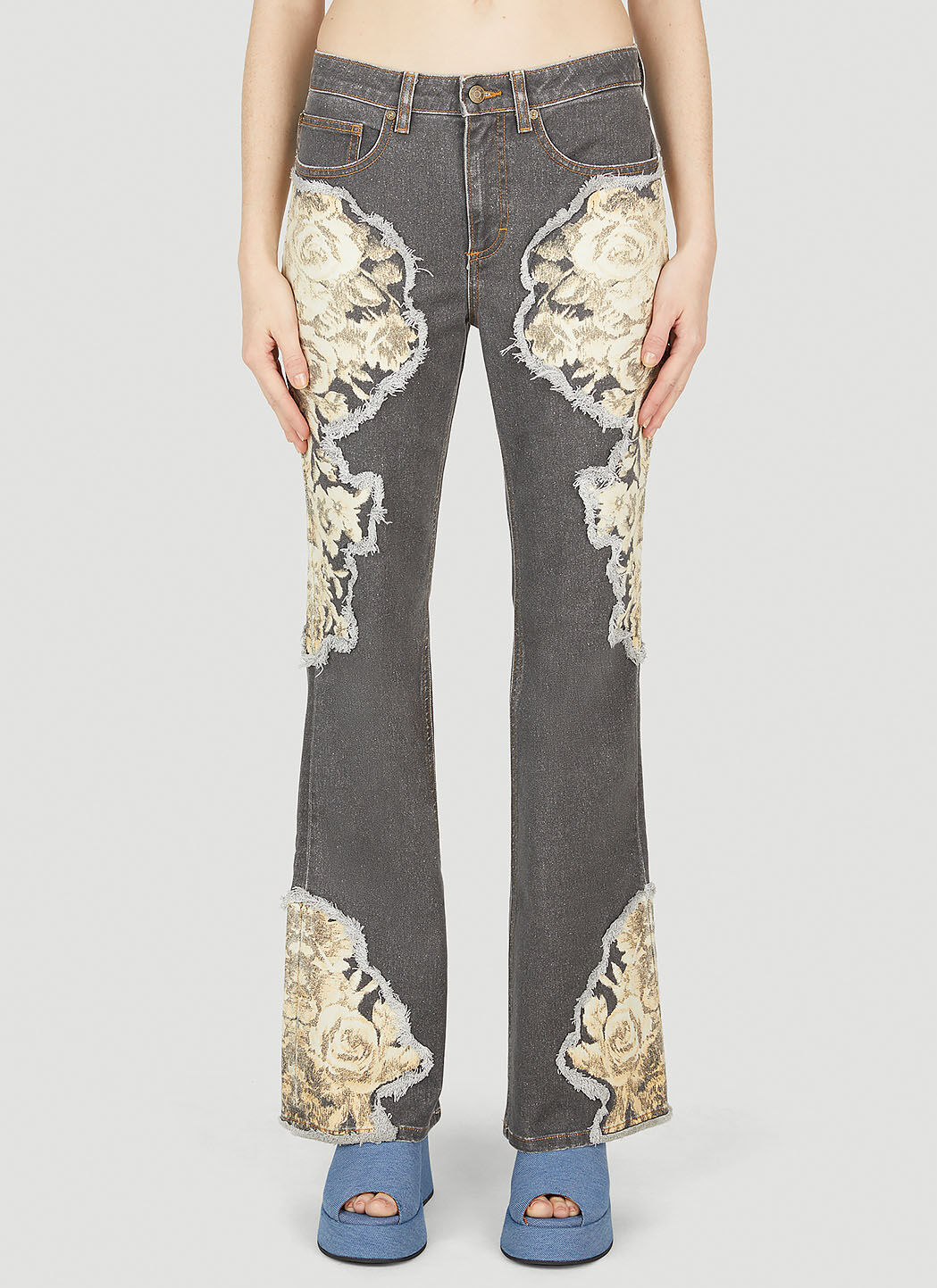 Guess USA Floral Printed Flared Jeans Black gue0354001