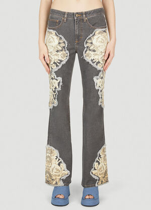 Guess USA Floral Printed Flared Jeans Grey gue0252014