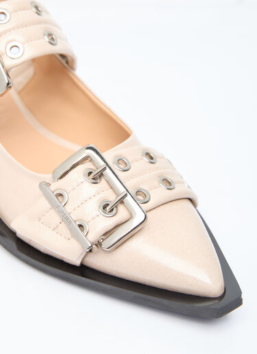 GANNI 여성스러운 버클 발레리나 플랫 슈즈 베이지 gan0255092