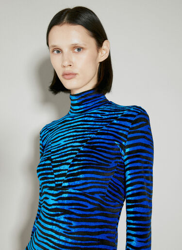 Rabanne Velvet Zebra Print Top Blue pac0253021