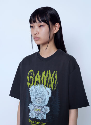 LN-CC® - GANNI: Heavy Cotton Forest Teddy Jersey - Black GANNI Heavy Cotton Forest Teddy Jersey Black gan0266023