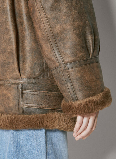 Hooded Leather Aviator Jacket Saint Laurent Hooded Leather Aviator Jacket Brown sla0253041