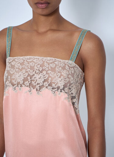 LN-CC® - Saint Laurent: Sleeveless Lace-Trimmed Slip Dress - Pink Saint Laurent Sleeveless Lace-Trimmed Slip Dress Pink sla0263024