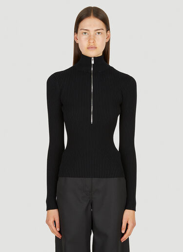 1017 ALYX 9SM Zip Front Ribbed Sweater Black aly0250012