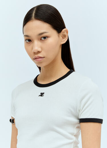 Courrèges Buckle Contrast T-Shirt White cou0255017