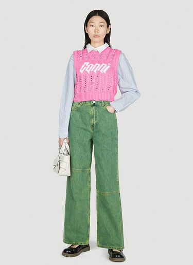 GANNI Overdyed Bleached Jeans Green gan0252012