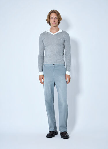 LN-CC® - Miu Miu: Collared Long Sleeve Knit Sweater - Grey Miu Miu Collared Long Sleeve Knit Sweater Grey miu0365003