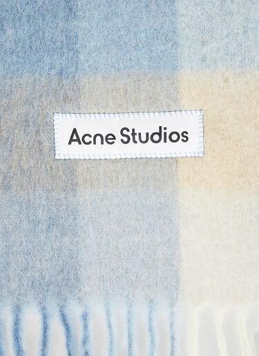 Acne Studios Logo Patch Check Scarf Blue acn0250095