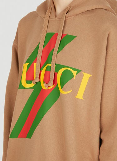 Gucci 로고 프린트 후드 스웨트 셔츠 브라운 guc0251061