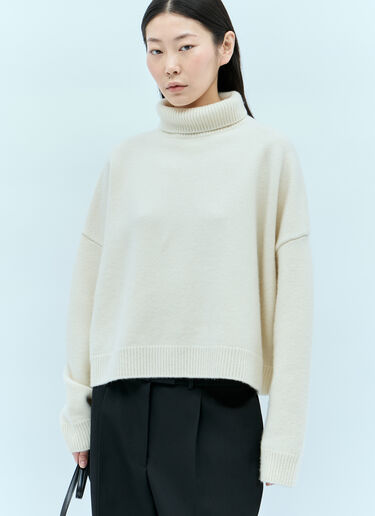 The Row Ezio Knit Roll Up Sweater Cream row0255003