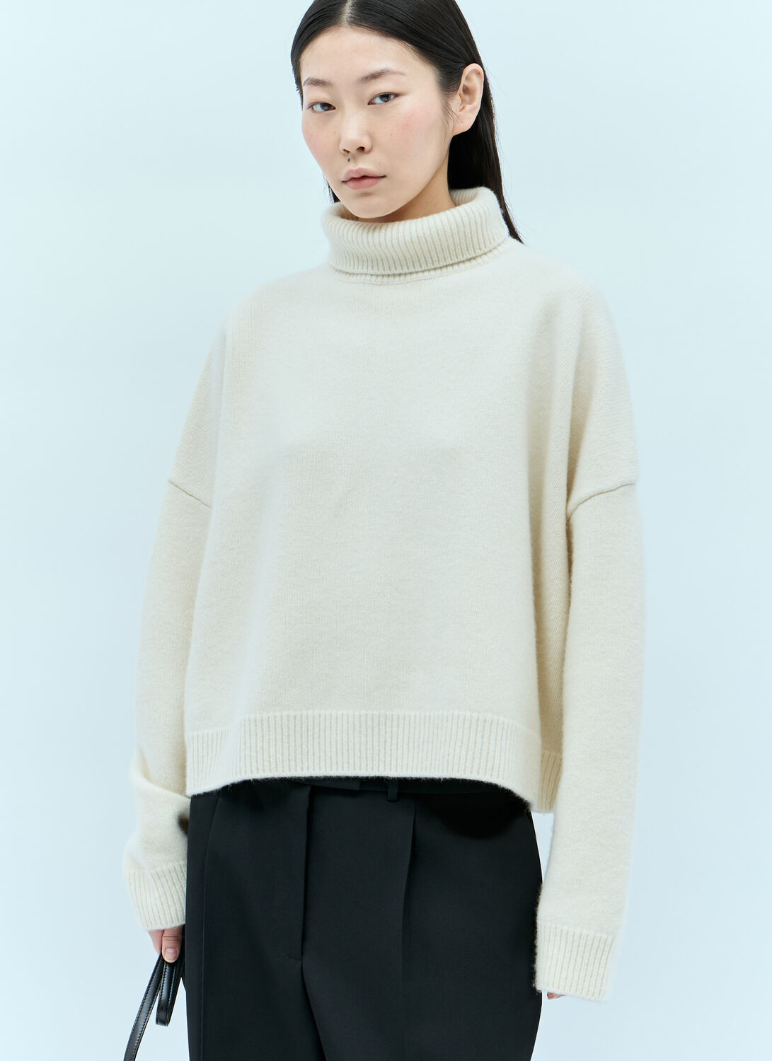 Shop The Row Ezio Knit Roll Up Sweater In Cream