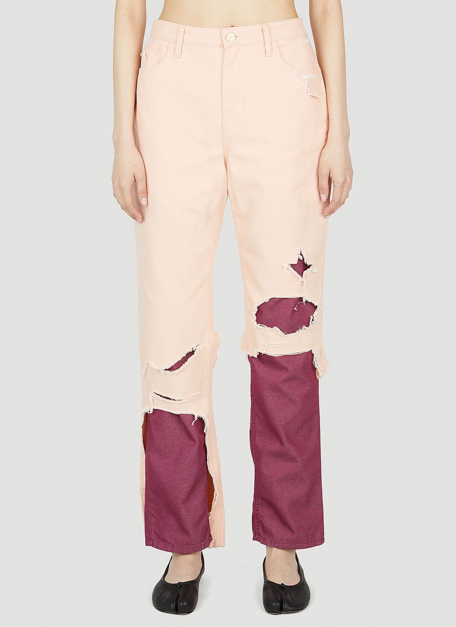 Shop Raf Simons Distressed Jeans In Pink