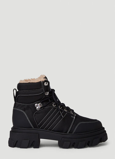 GANNI Cleated Hiking Boots Black gan0250023