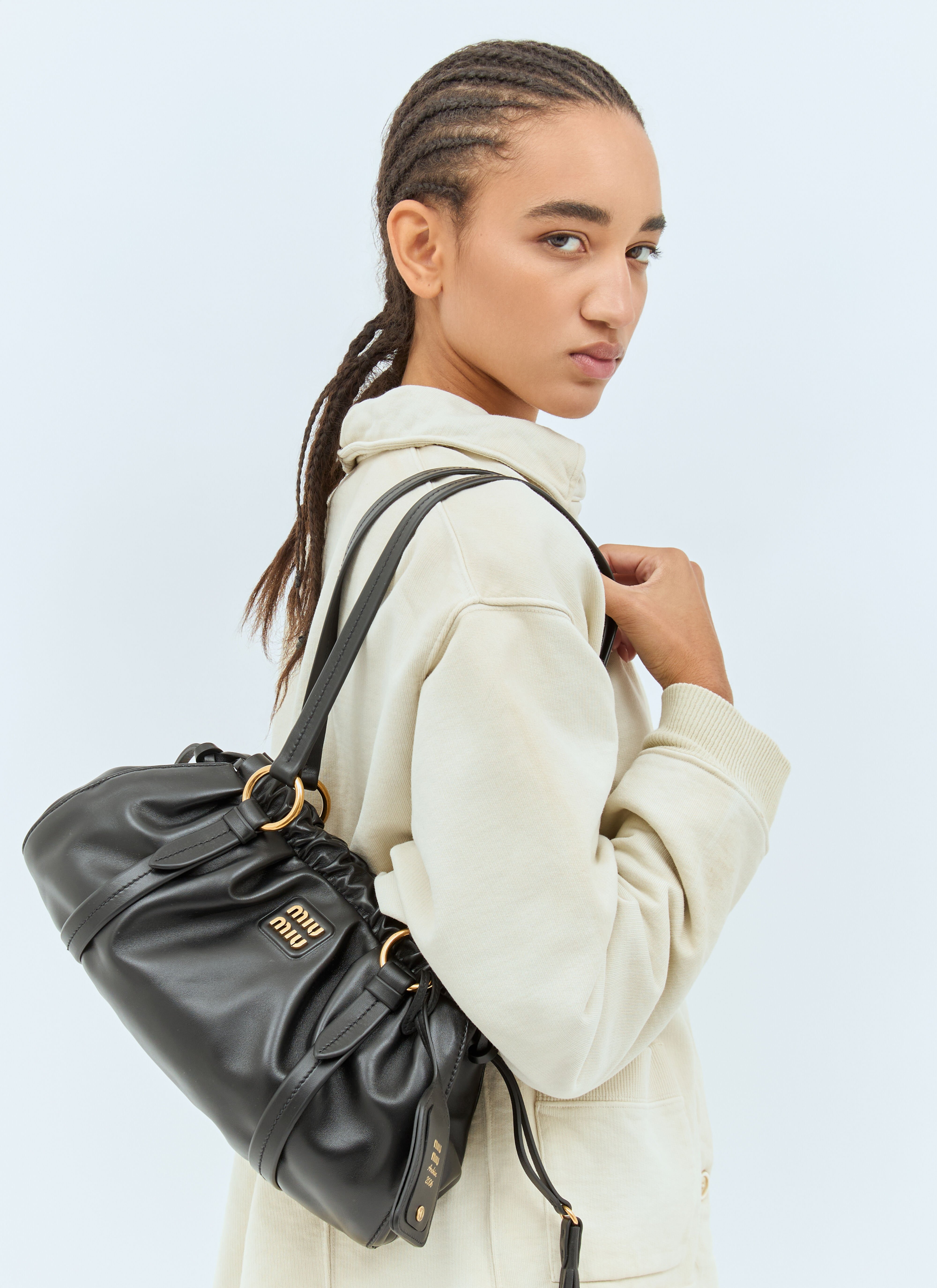 Miu Miu Women s Joie Nappa Leather Shoulder Bag in Black LN CC