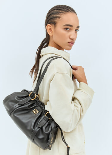 Miu Miu Joie Nappa Leather Shoulder Bag Black miu0258043