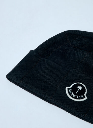 8 Moncler Palm Angels Logo Patch Beanie Hat Black mpa0359007