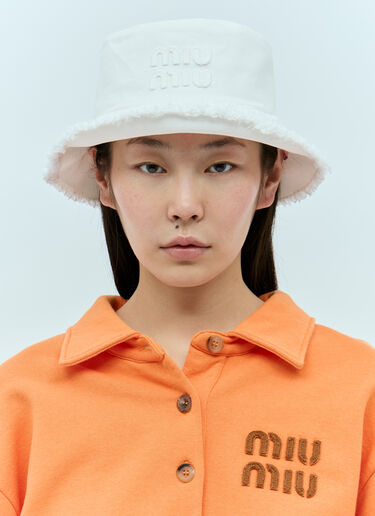 Miu Miu Denim Bucket Hat White miu0256030