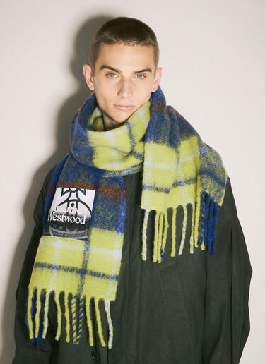 Vivienne Westwood Check Wool-Blend Scarf Green vvw0158011