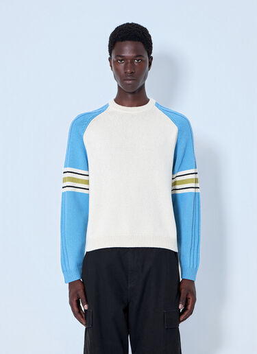 LN-CC® - Stüssy: Stripe Raglan Crewneck Sweatshirt - Blue Stüssy Stripe Raglan Crewneck Sweatshirt Blue sts0164031