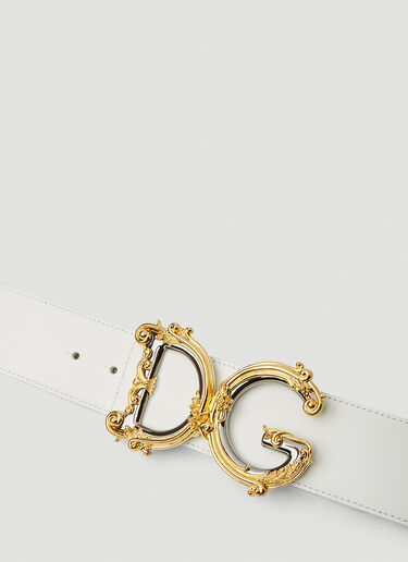 Dolce & Gabbana Baroque Logo Plaque Belt White dol0251034