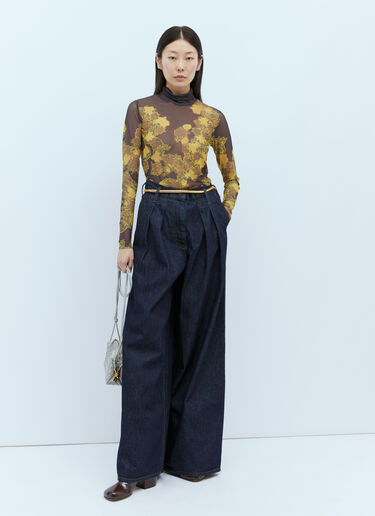 Dries Van Noten Mesh High Neck Top Yellow dvn0254019