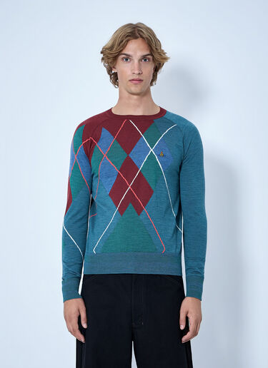 LN-CC® - Vivienne Westwood: Argyle Sweater - Blue Vivienne Westwood Argyle Sweater Blue vvw0165002