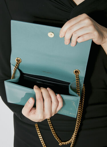 Saint Laurent Kate Patent Leather Shoulder Chain Bag Green sla0252060