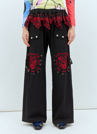 Chopova Lowena Frill Cotton Pants Black cho0258007