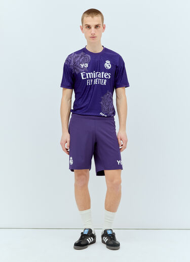 Y-3 x Real Madrid 로고 프린트 조절끈 쇼츠 퍼플 rma0156002