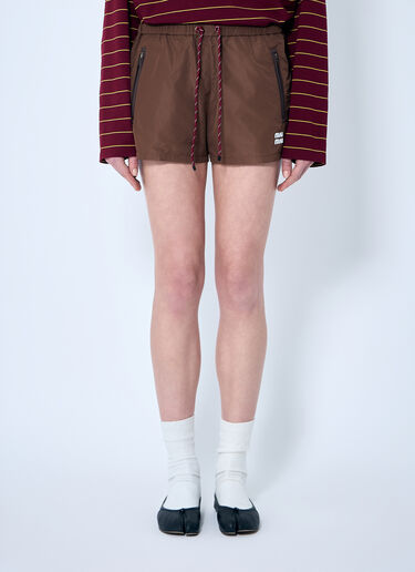 Miu Miu 텍 캔버스 쇼츠  브라운 miu0260014