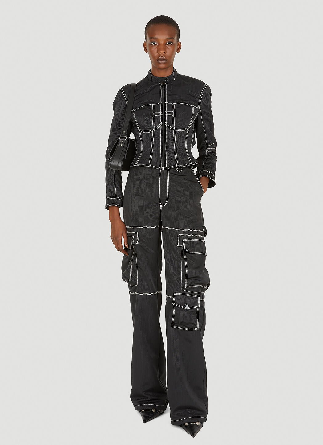 Marine Serre Women's' Moire Cargo Pants in Black | LN-CC®