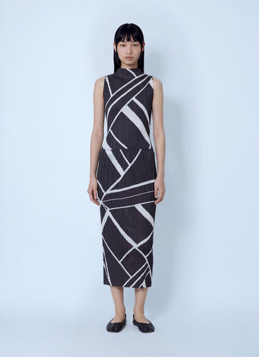LN-CC® - Pleats Please Issey Miyake: Fold Line Skirt - Black Pleats Please Issey Miyake Fold Line Skirt Black plp0266020