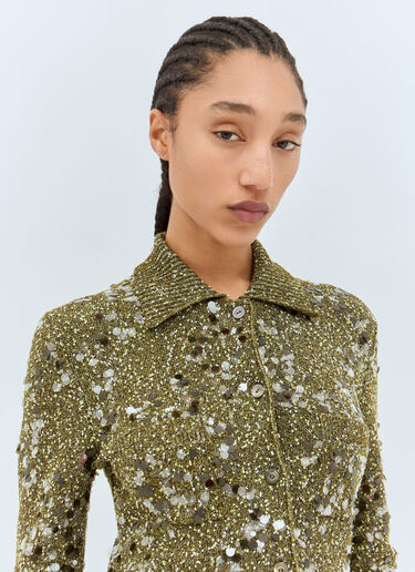Gucci 粗花呢混纺 polo 开衫 绿色 guc0258004