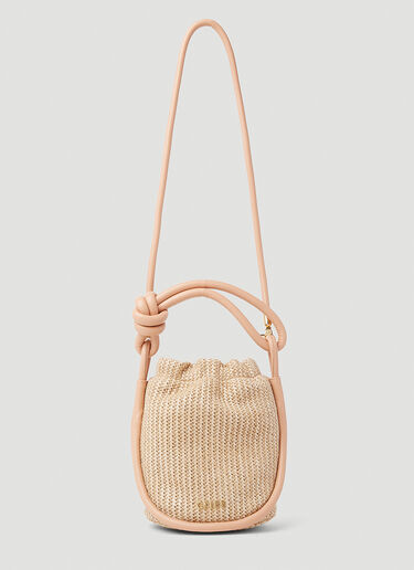GANNI Small Knot Bucket Handbag Beige gan0253044