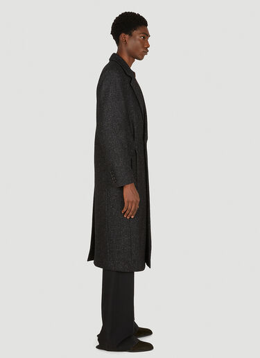 Saint Laurent Double Breasted Tailored Coat Black sla0149010