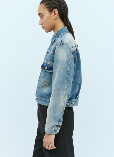 Maison Margiela Cropped Distressed Denim Jacket Light Blue mla0353002