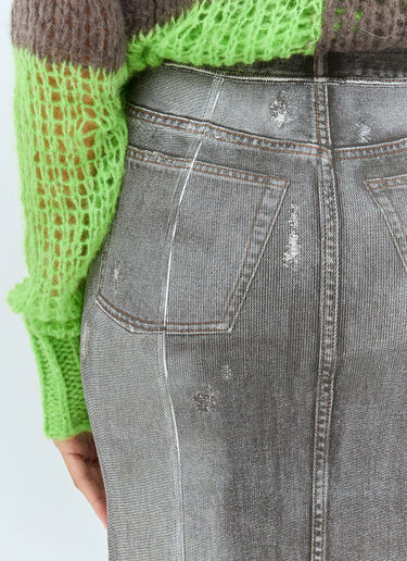 Acne Studios 牛仔印花中长半裙 黑色 acn0258012