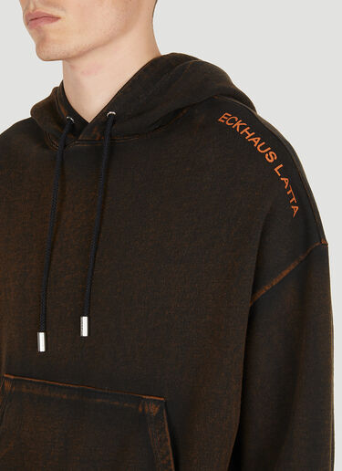 Eckhaus Latta Logo Print Hooded Sweatshirt Brown eck0351002