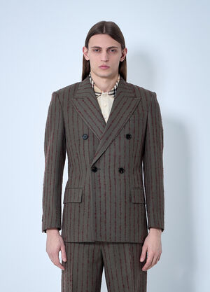 Homme Plissé Issey Miyake Striped Wool Tailored Blazer Black hmp0160007
