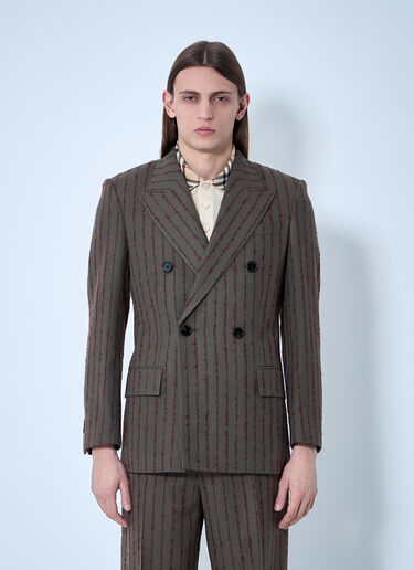 Burberry Striped Wool Tailored Blazer Dark Brown bur0159015