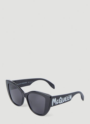 Alexander McQueen Graffiti Cat Eye Sunglasses Black amq0247105