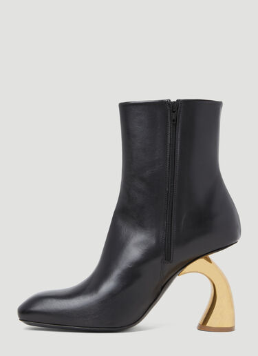 Dries Van Noten 그래픽 힐 가죽 부츠 블랙 dvn0253011
